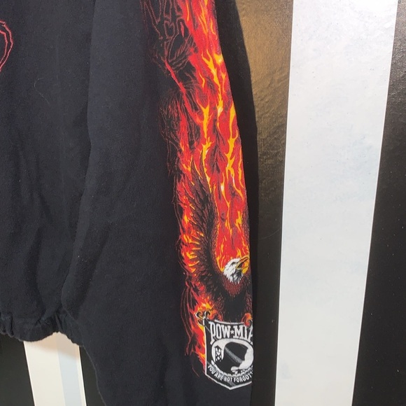 Y2K POW MIA Never Forget Biker Shirt Eagle & Flames Graphic Long Sleeve Medium - Picture 4 of 17